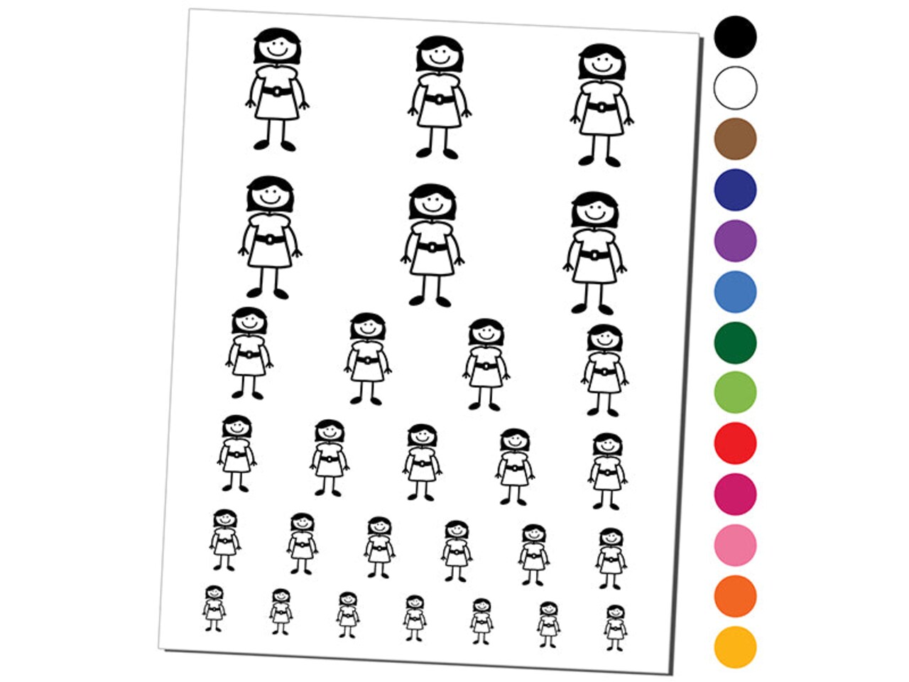 Stick Figure Woman Mom Temporary Tattoo Water Resistant Fake Body Art Set Collection
